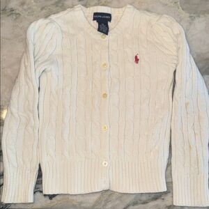 Ralph Lauren Children’s White Cable Knit Cardigan